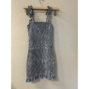 Gianni Bini size S Women's Blue White Gingham Smocked Dress